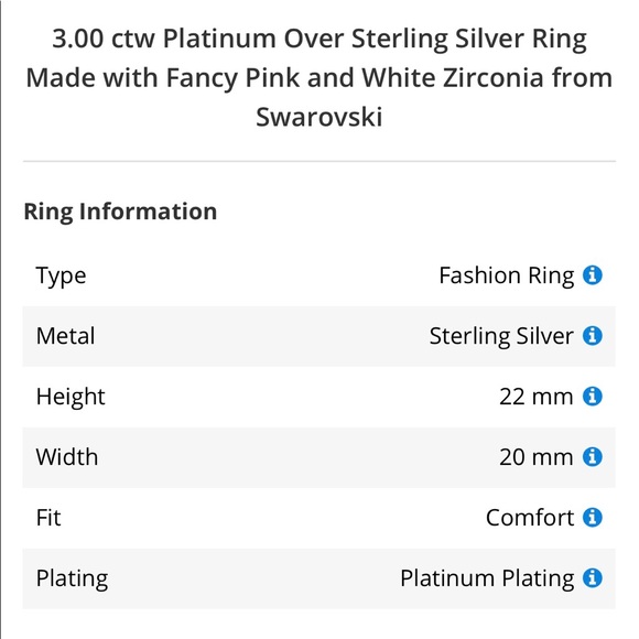 3.00 ctw  Silver Ring: Pink & White Swarovski - Picture 4 of 6